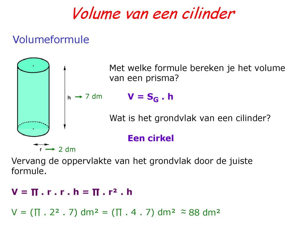 Formule Inhoud Cilinder Formule